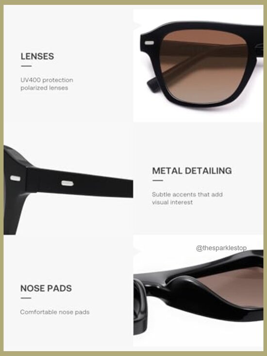 Retro Aviator Polarized Sunglasses for Men Women Vintage Square Shades main image 4